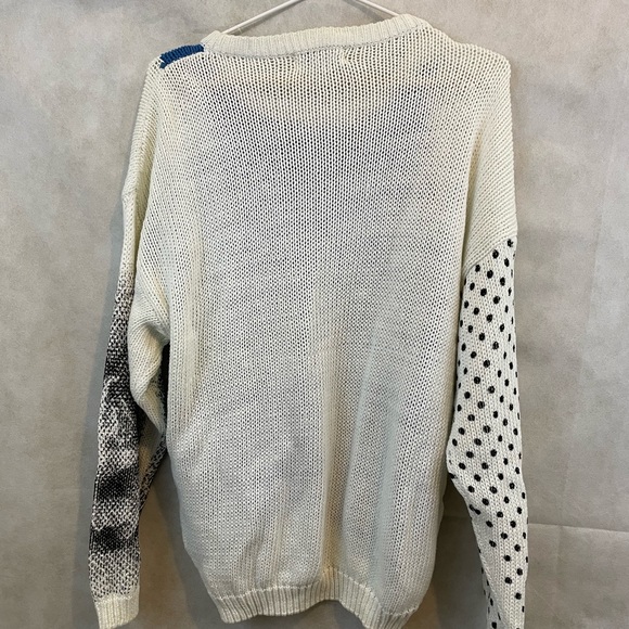 VINTAGE SPANNER | Funky palm tree knit sweater with silk palm tree | Size medium - Picture 3 of 10